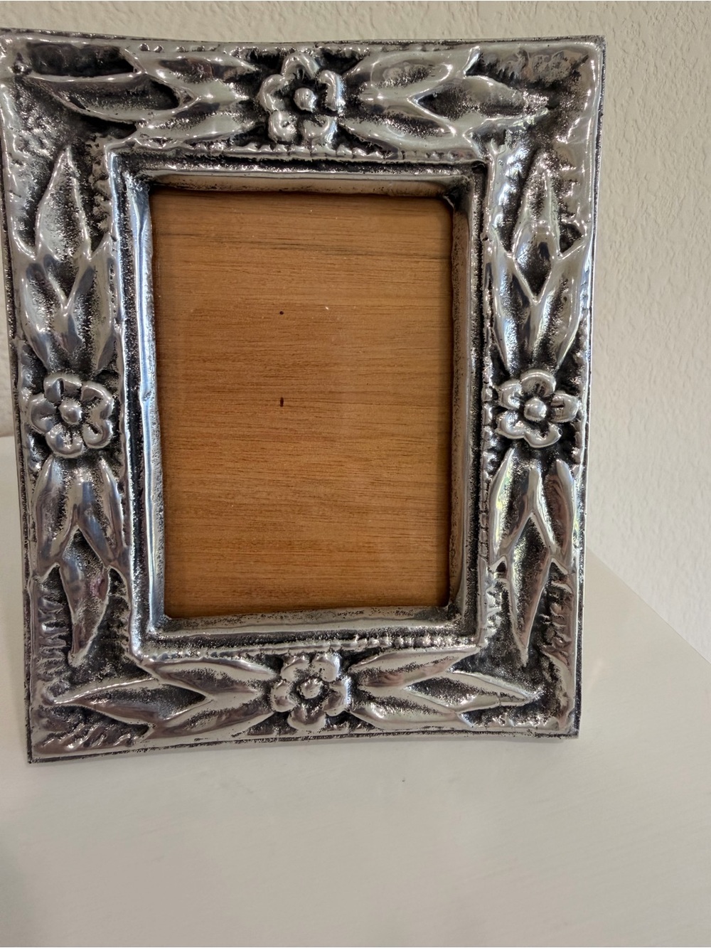Vintage Silver Metal Floral Embossed Picture Frame - Picture 1 of 5